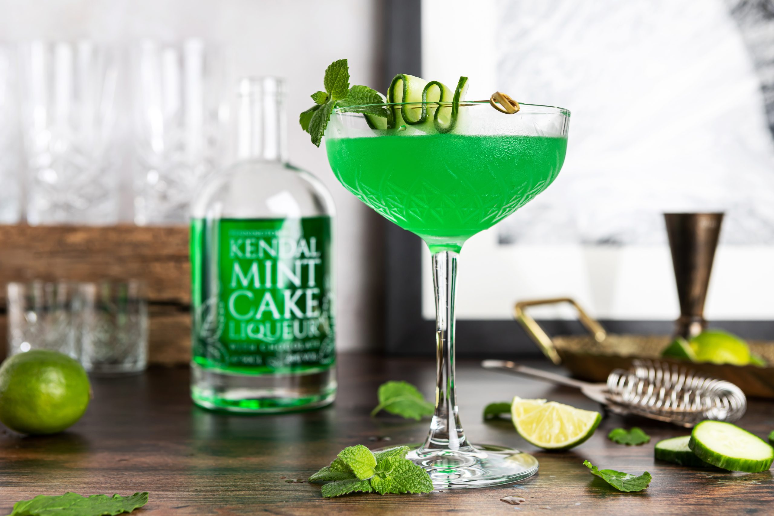 drinks photography, green cocktail photography kendal company